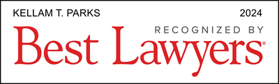 Award recognition badge for Best Lawyers 2024, featuring the name Kellam T. Parks.