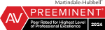 AV Preeminent 2024 badge by Martindale-Hubbell, denoting highest level of professional excellence for peers.