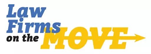 Law Firms on the Move logo with dynamic yellow arrow emphasizing progress and innovation in legal services.