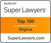 Super Lawyers Top 100 Virginia Badge - Rated by Super Lawyers, highlighting elite attorneys in the state.