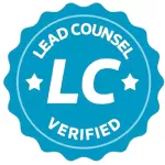 Blue badge with Lead Counsel LC Verified text, indicating professional legal accreditation and verification.