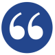 Blue square with white quotation marks, symbolizing a quote or conversation starter.