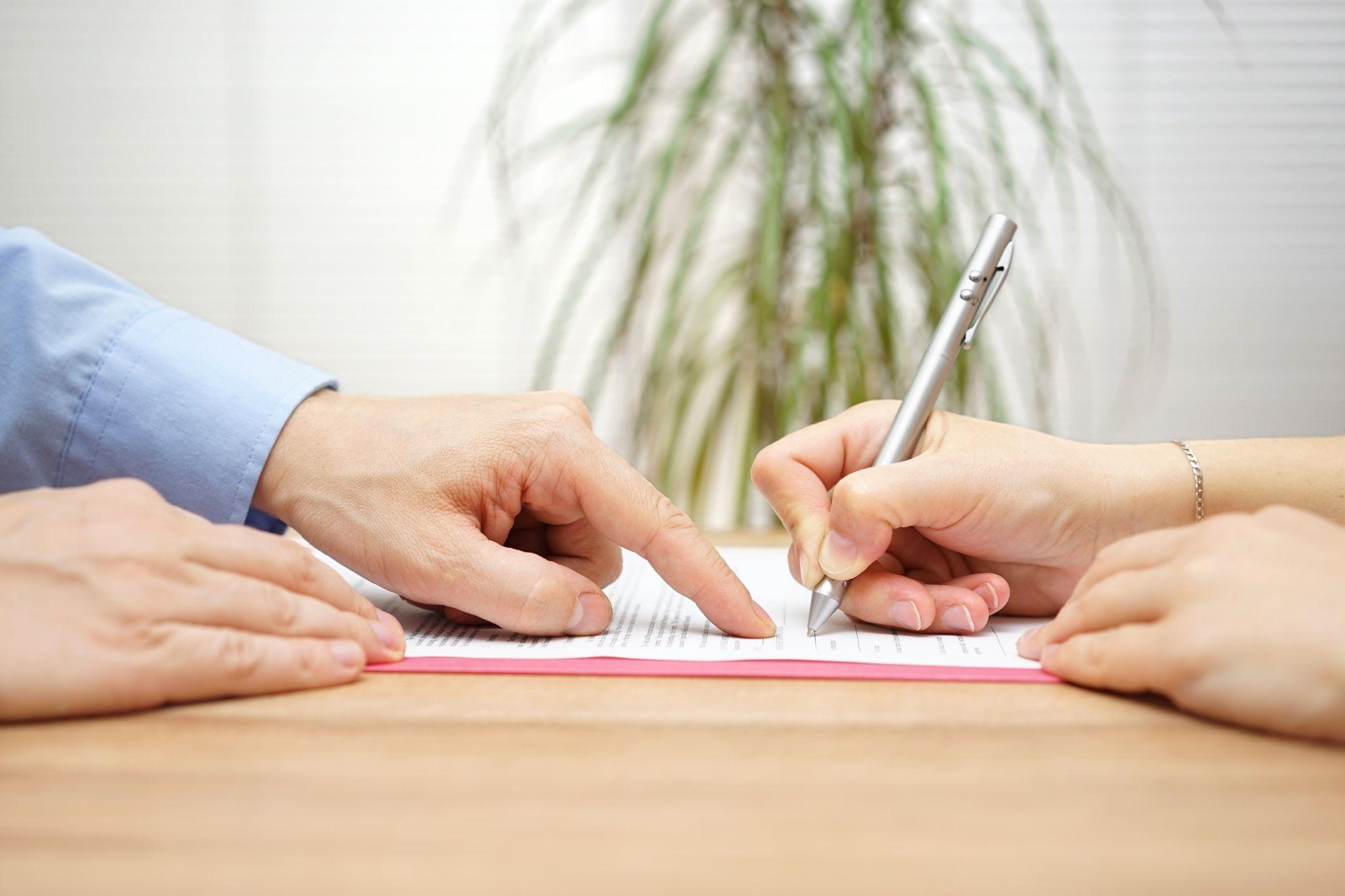 Signing a prenuptial agreement 